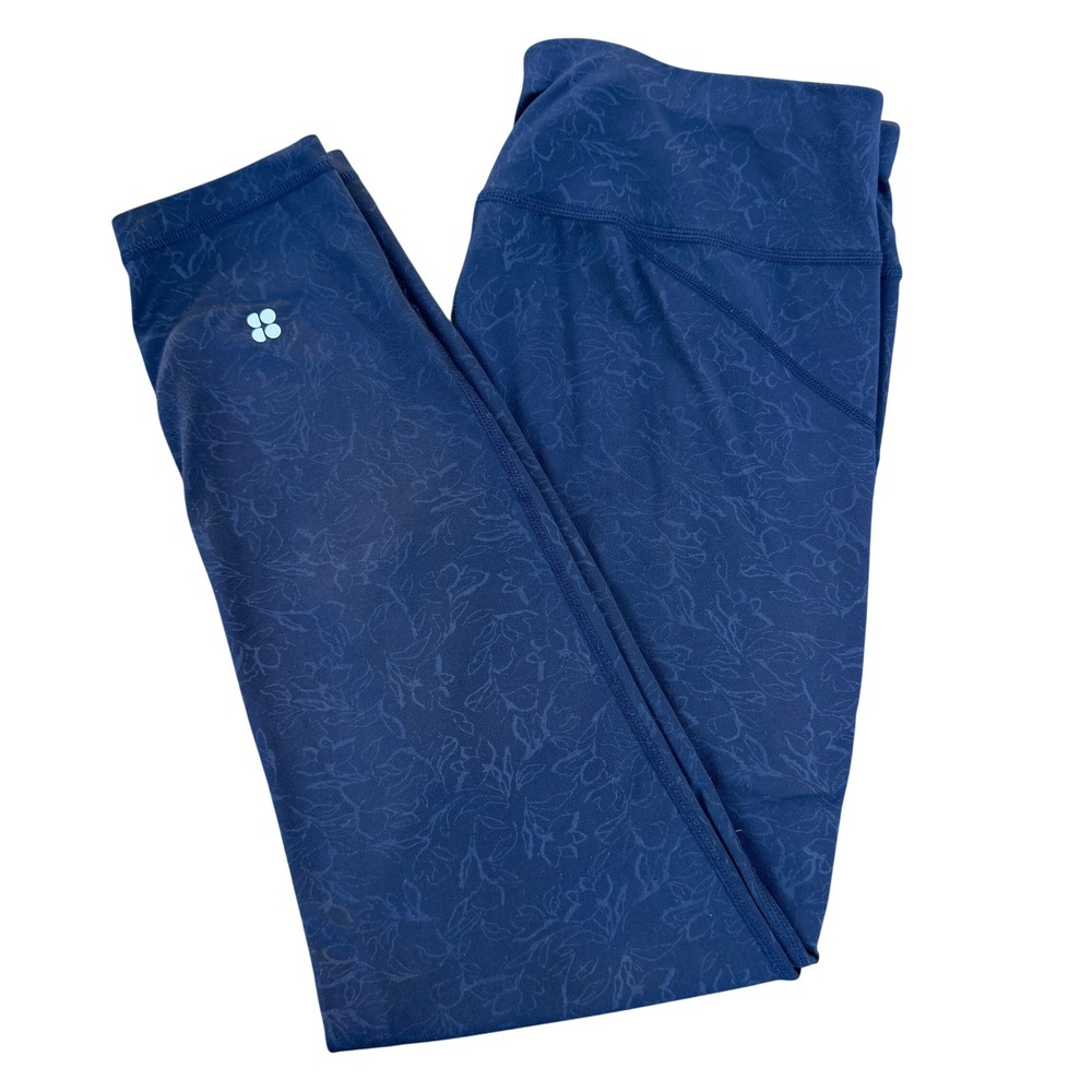 Sweaty Betty All Day 7/8 Leggings Navy Floral Embossed SB6047 78 Medium